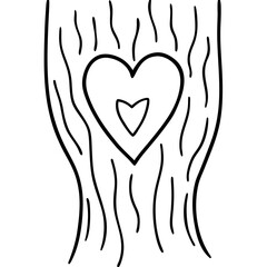 Tree Trunk with Engraved Heart Outline Design