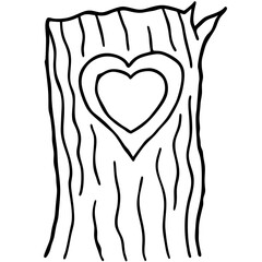 Tree Trunk with Engraved Heart Outline Design