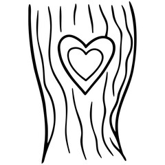 Tree Trunk with Engraved Heart Outline Design