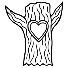 Tree Trunk with Engraved Heart Outline Design