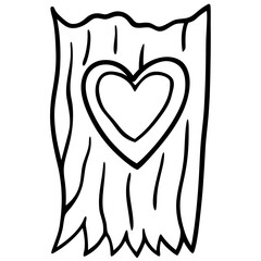 Tree Trunk with Engraved Heart Outline Design