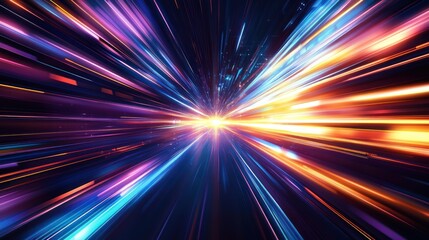 A colorful light speed effect is depicted in this stunning image