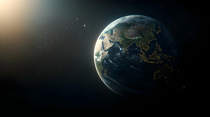 Fototapeta premium Detailed Digital Earth In Space