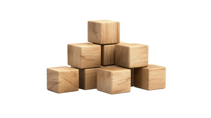 Obraz premium Stacked Wooden Blocks on a White Background for Creative Projects