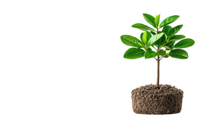 Young Green Plant Growing in Soil Isolated on Black Background