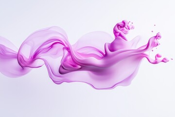 Abstract Flow: Delicate pink fabric and paint create a dynamic and eye-catching composition against a white backdrop.