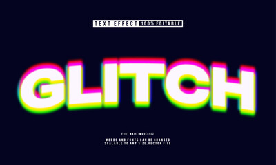 Editable psychedelic glitch text effect in bold font style.