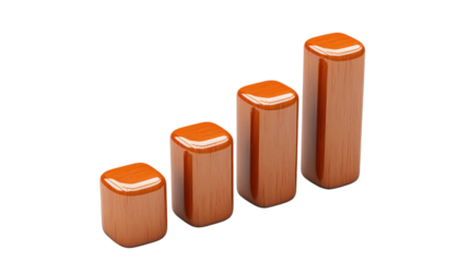 Wooden Bar Graph with Four Sleek and Shiny Blocks Representation