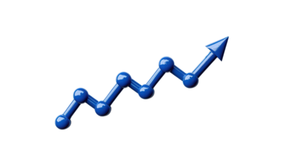 Blue Upward Graph Arrow Signifying Growth and Positive Trends in Business