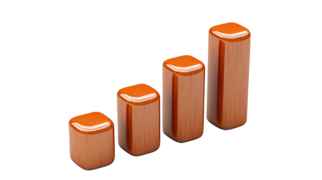 Wooden Bar Graph with Four Sleek and Shiny Blocks Representation