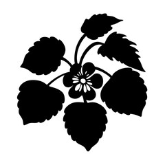 Black and White Silhouette of a Flower with Five Leaves