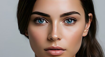 Fototapeta premium Womans face with before after brows.