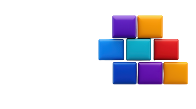 Colorful 3D Blocks Arranged in a Creative Pattern on Black Background