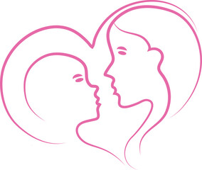Silhouette of a couple in love with a heart, profile view, showing a kiss, romantic and elegant design