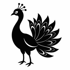 Fototapeta premium Minimalist Black Peacock Silhouette Illustration