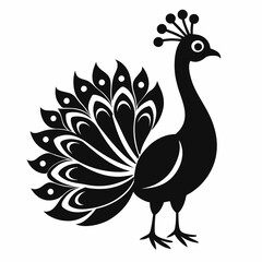 Minimalist Black Peacock Silhouette Illustration