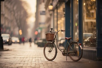 A quiet street, a lone bicycle, and the hum of distant city life &mdash; adventure whispers through soft focus and open space 