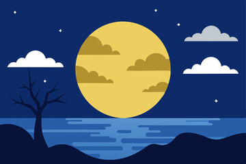 Naklejka premium moon over the sea