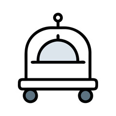 Bellhop Service Cart with Cloche Icon Design