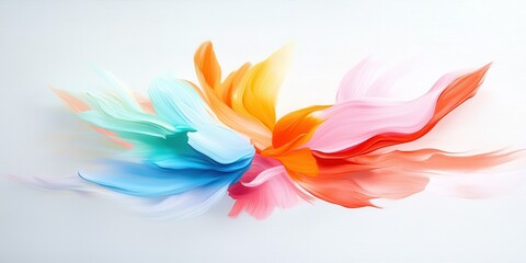 Abstract arrangement of vibrant brushstrokes in shades of blue, orange, pink, red and yellow colors