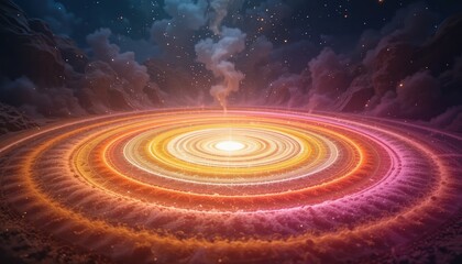 Fototapeta premium Cosmic spiral creation outer space digital art nebula environment wide angle view celestial concept for stellar exploration