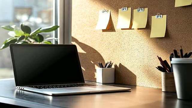 A creative study station with a large corkboard displaying pinned reminders, highlighted index cards, and motivational quotes for exam preparation.