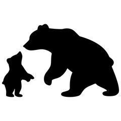 Bear family black silhouette animals. Vector Illustrator. © Natthaporn