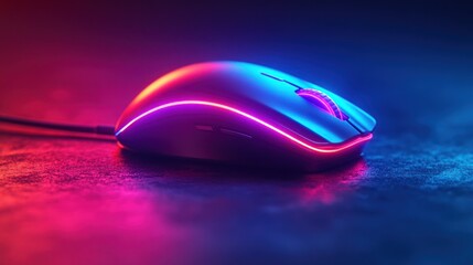 Modern gaming mouse with vibrant neon light