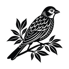 bird on branch with leaves