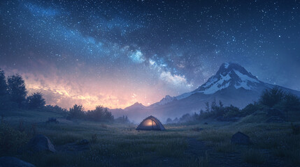 Stargazing by the Glowing Tent in the Valley