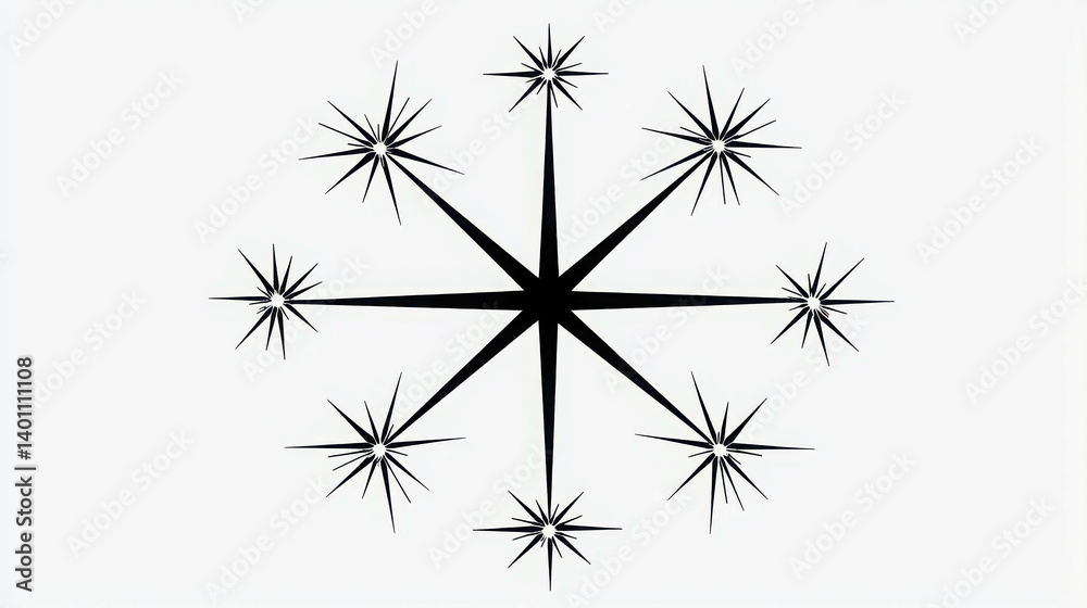 Poster abstract starburst pattern with sharp points on a white background for modern design use