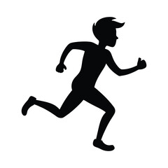 Silhouette of a Running Boy in Motion Child Silhouette Vector White Background 
