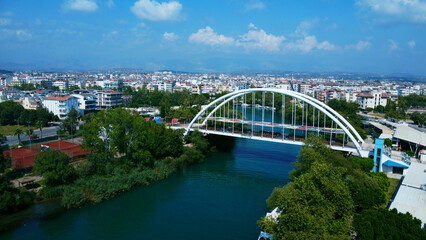 Fototapeta premium Aerial View of Bridge and Townscape