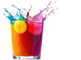 Colorful splashing drink delight cutout background vibrant beverage bright environment eye-catching concept