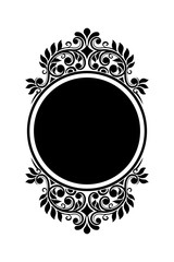 Frame with floral ornament silhouette vector 