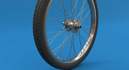 Fototapeta premium Hyper-Detailed 3D Model of a Bicycle Wheel with Solid Background