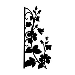 Black and white illustration of hollyhock , flower silhouette vector designs.