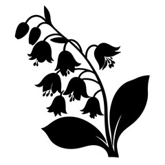 Black and white illustration of hosta , flower silhouette vector designs.