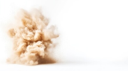 Sand Explosion Cloud Minimalist Style High-resolution photography Side view Exploding particles Desert backdrop Pale beige tones Ideal for texture design