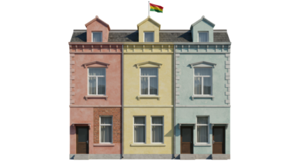 Isolated Row of Colorful Townhouses