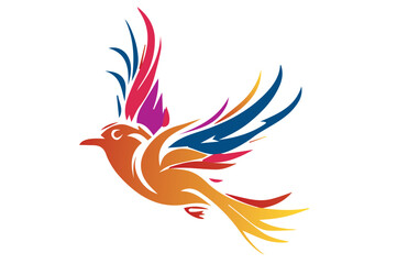 A vibrant and colorful vector of a flying bird with dynamic wings, ideal for nature, freedom, wildlife, or artistic-themed illustrations.
