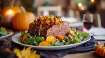 Roast beef and pumpkin salad