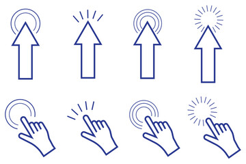 Blue Cursor Click, Computer mouse icon set, vector arrow collection on Transparent Background. EPS 10.