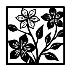 Black and white illustration of jasmine , flower silhouette vector designs.
