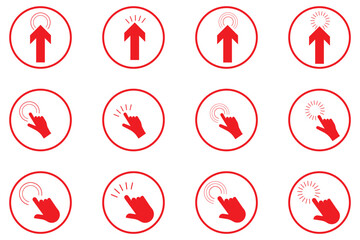 Set of Cursor icons click, vector icons. Mouse click cursor set. Hand Cursor. Click icon. Mouse pointer set. Arrow cursor.  Design EPS 10 
