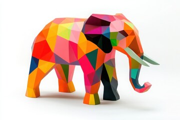 Vibrant colorful elephant-shaped table with playful geometric design for a whimsical touch in any room