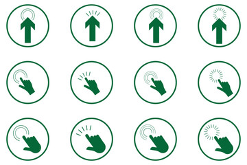 Set of Cursor icons click, vector icons. Mouse click cursor set. Hand Cursor. Click icon. Mouse pointer set. Arrow cursor.  Design EPS 10 