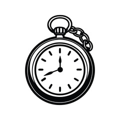 Pocket watch icon silhouette vector with white background
