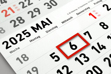 Deutscher Kalender 6. Mai  2025  Dienstag