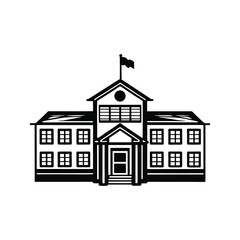 School building icon silhouette vector with white background
